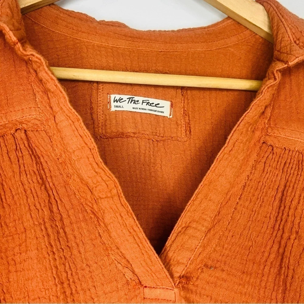 Free People Silver Linings Brown Peplum Blouse size small